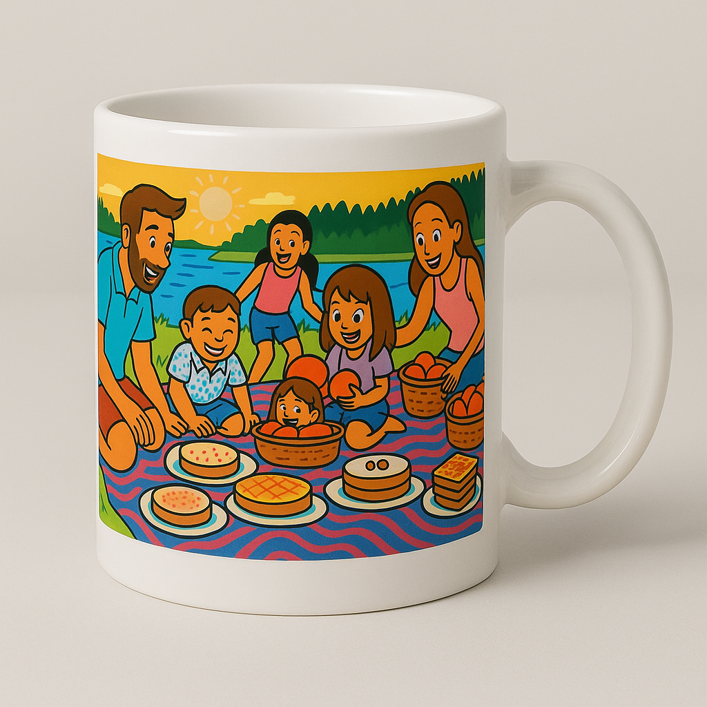 Photo transformée en cartoon pour Pique-nique en famille